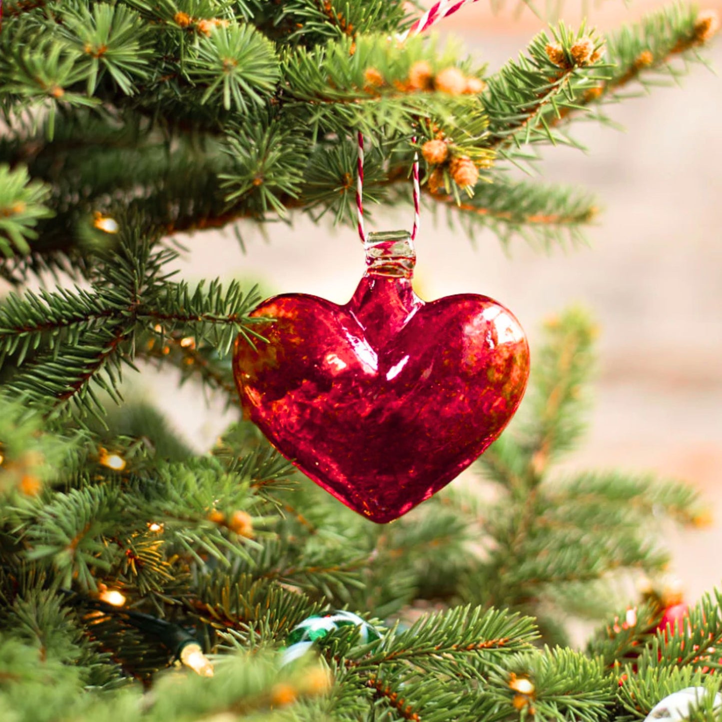 3 inch red heart glass ornament
