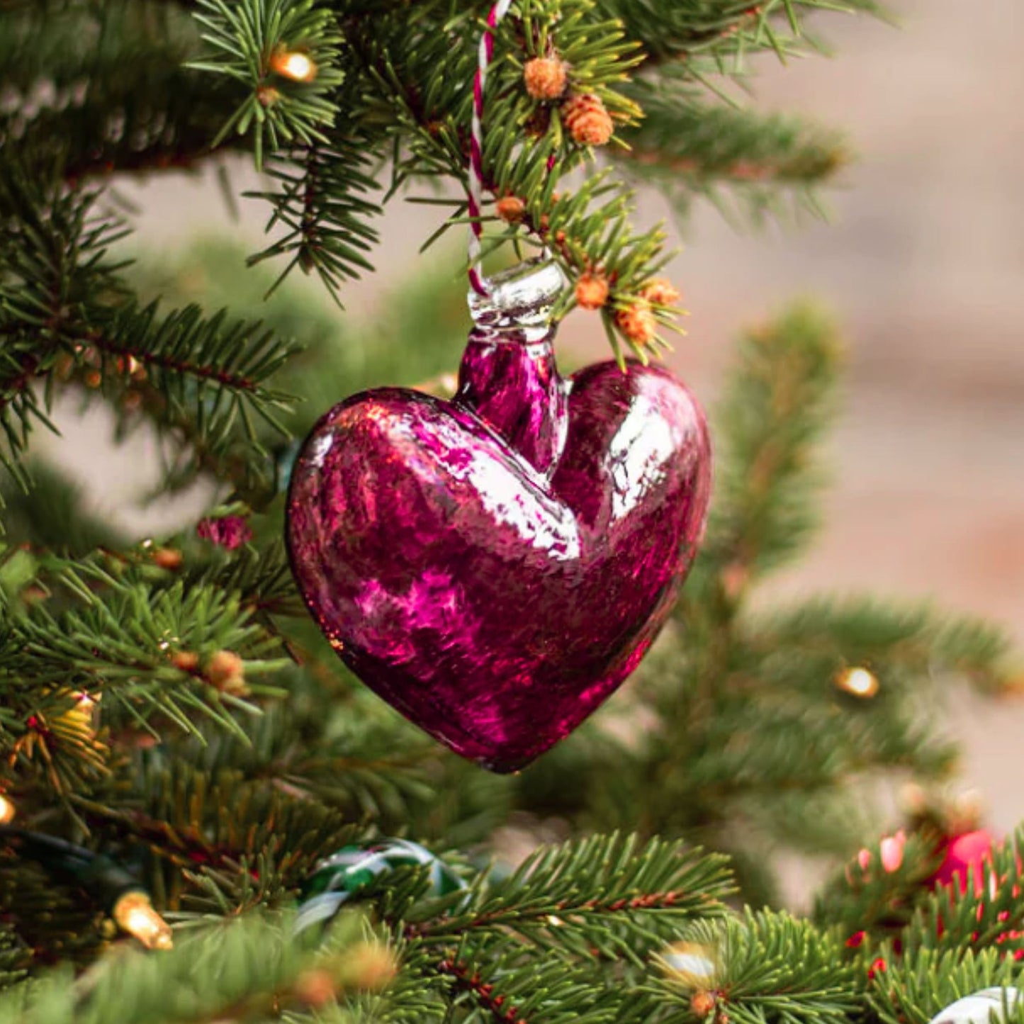 3 inch glass heart ornaments in pink