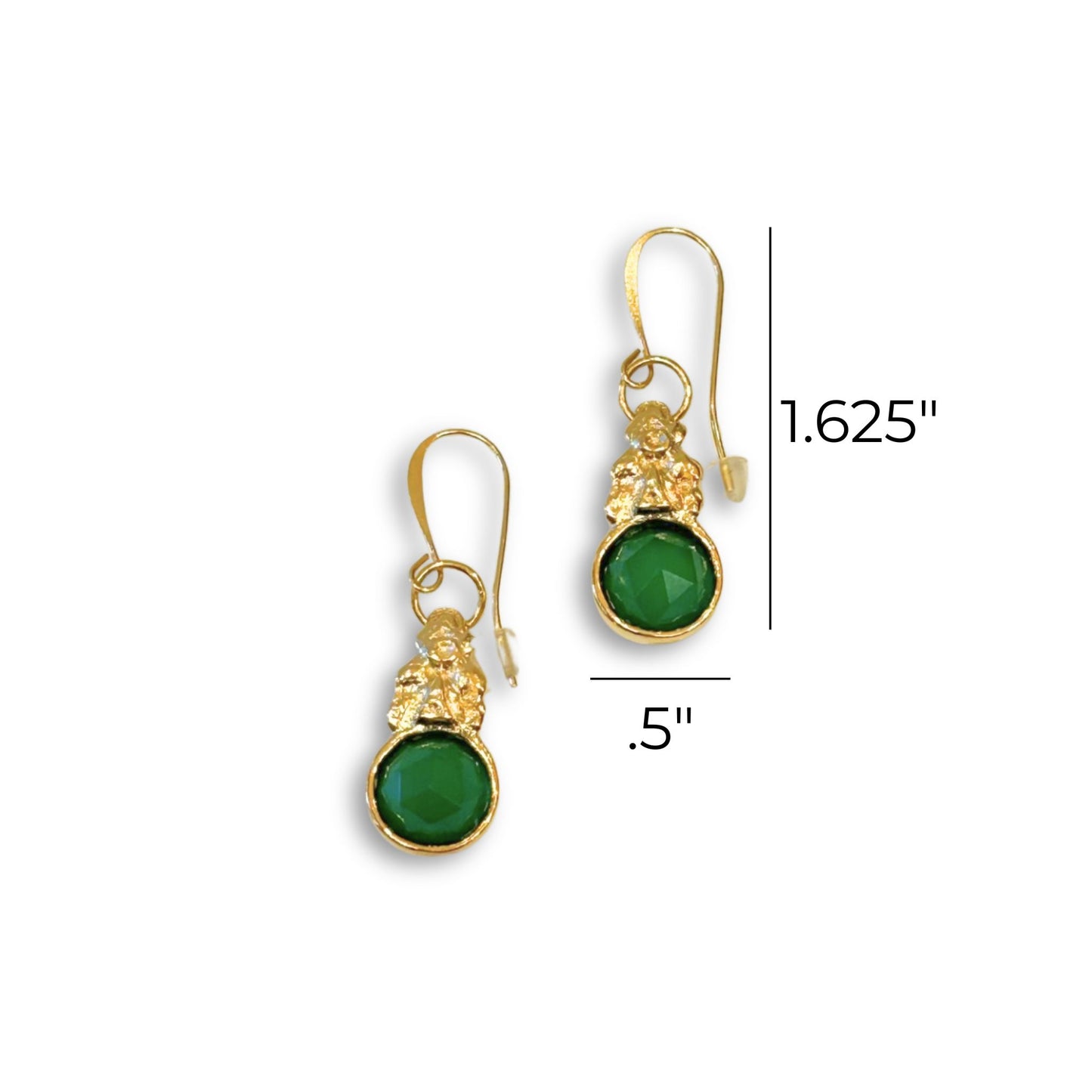 Anna Pavlova 18 Karat Gold plated Green Gemstone Drop Earrings