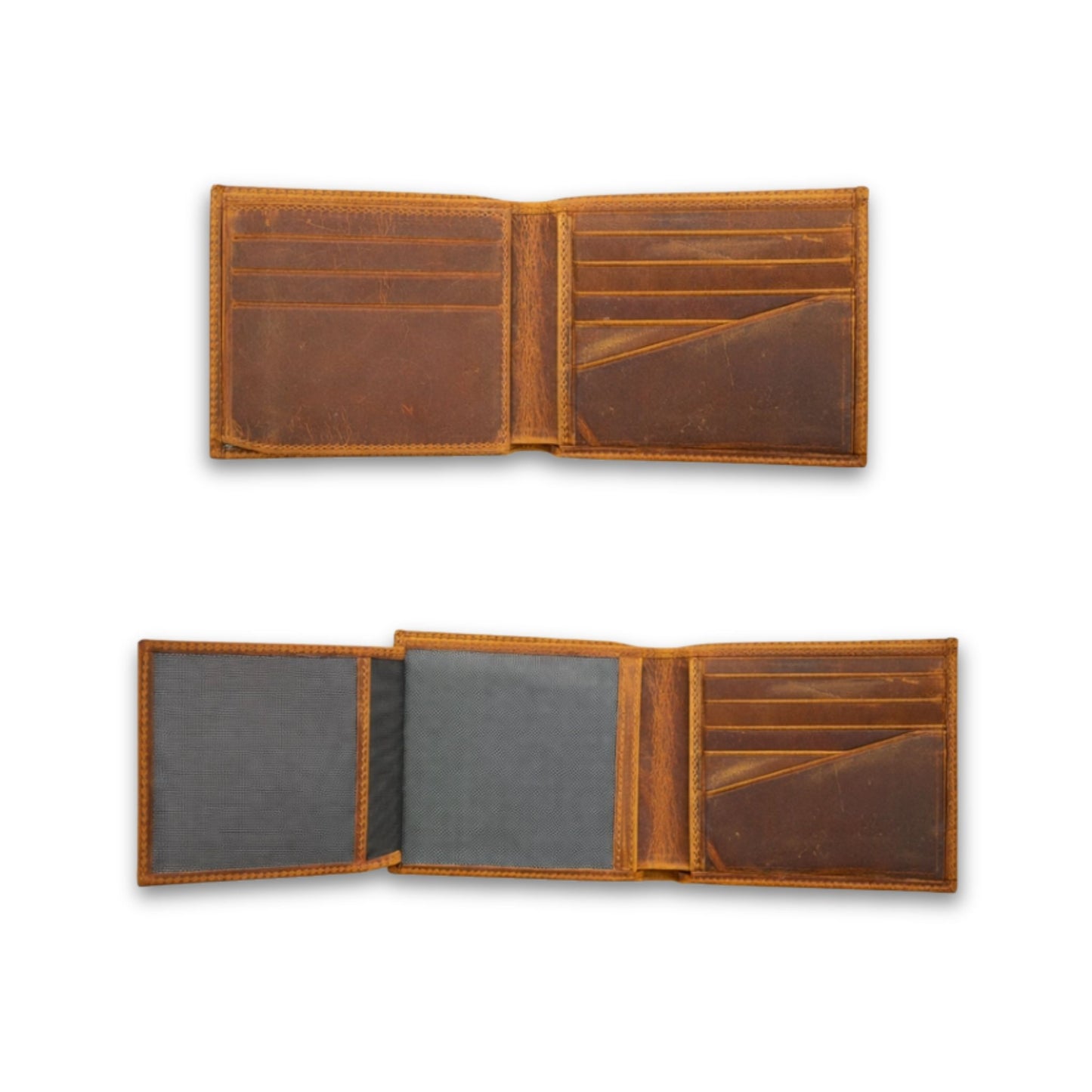 Bifold Crazy Horse Leather Wallet - Dark Brown