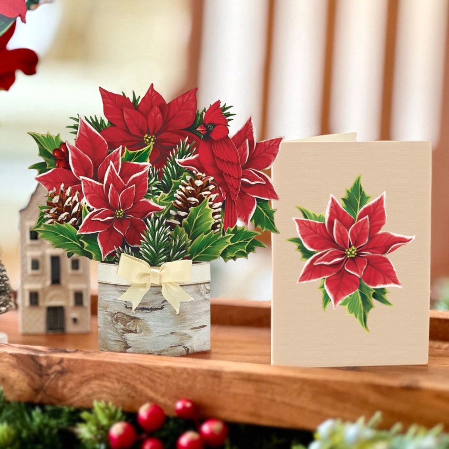 Birch Poinsettia holiday - mini card