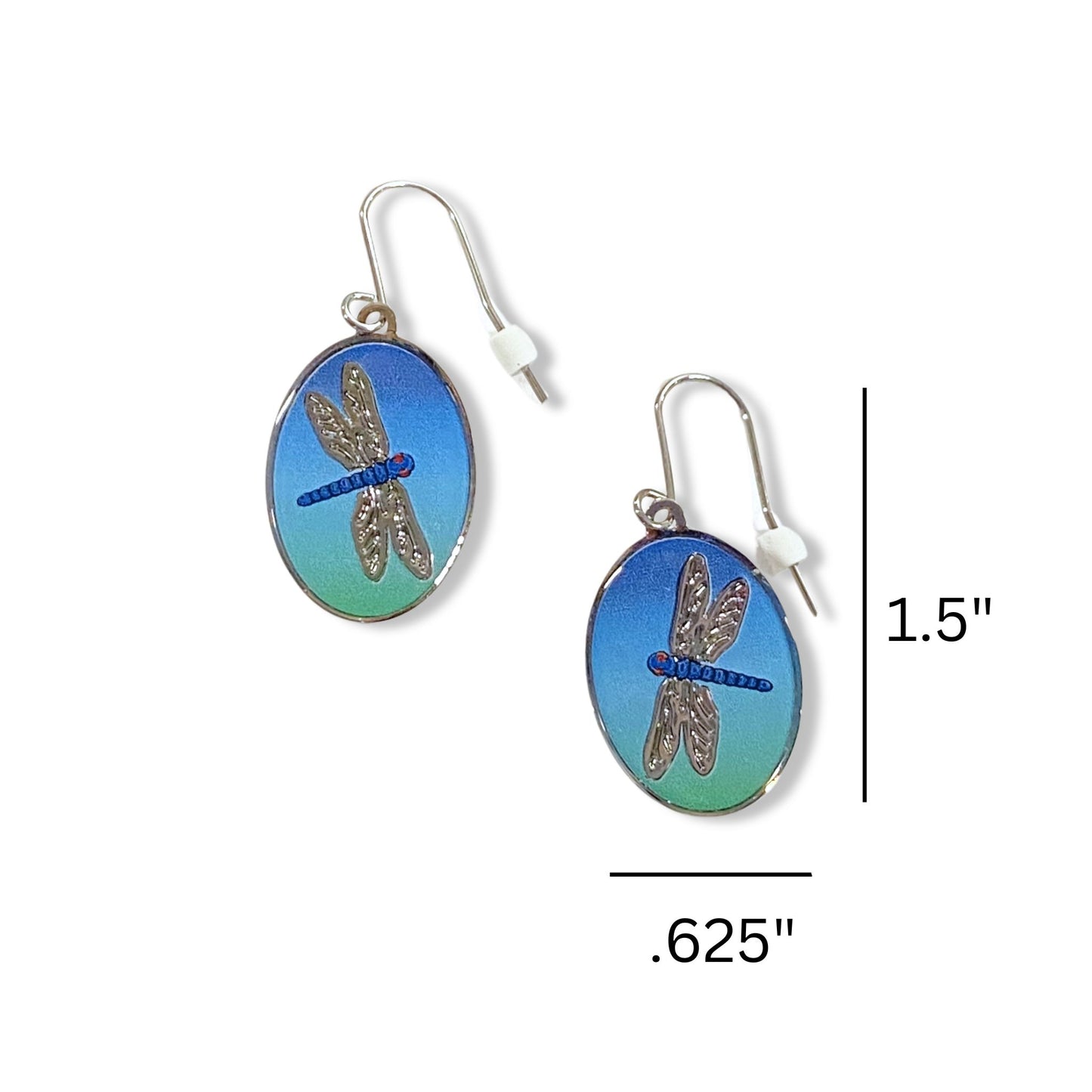 Blue and Green dragonfly drop earrings