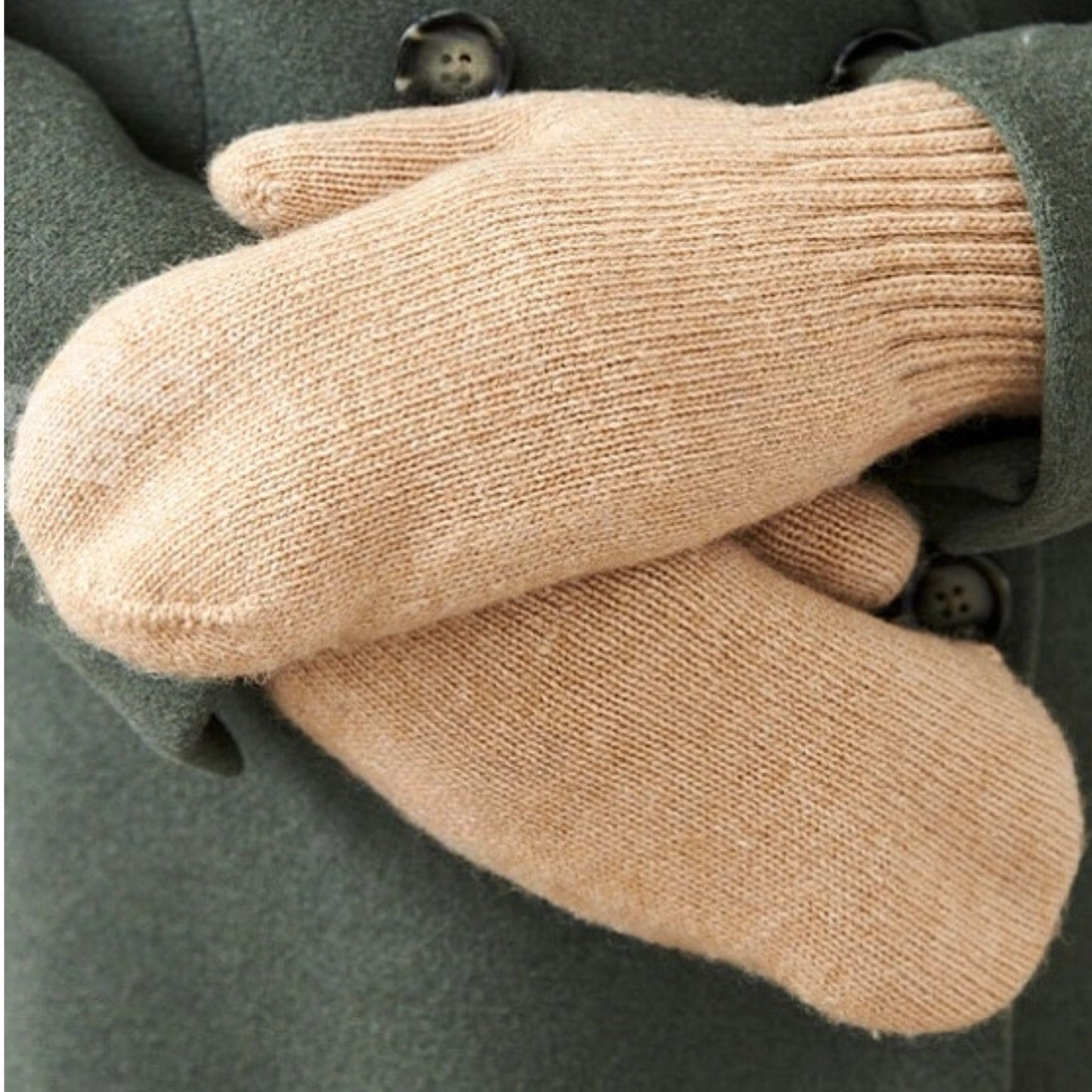 Brown Camels Wool Mittens from Mongolia