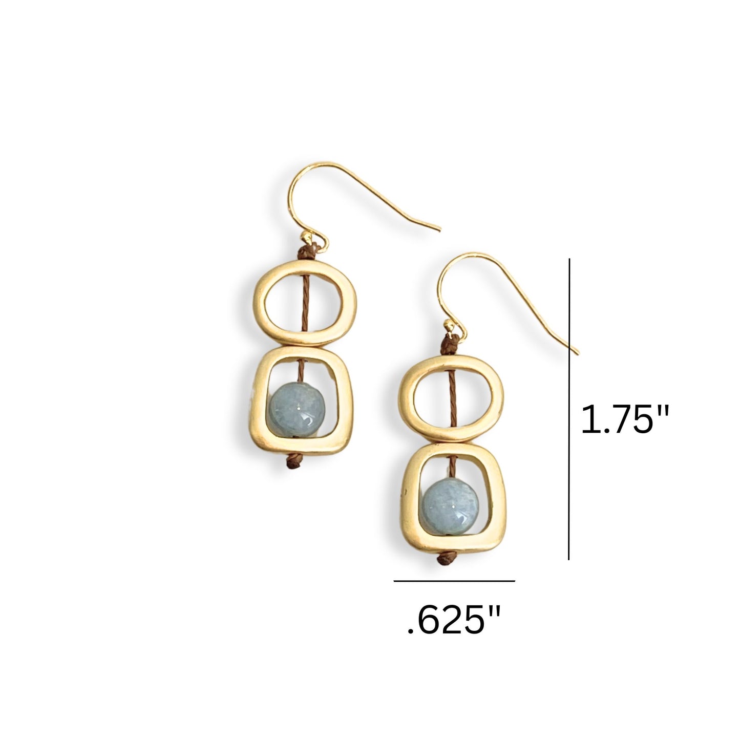 Brushed Gold Earring With Natural Stone Bead