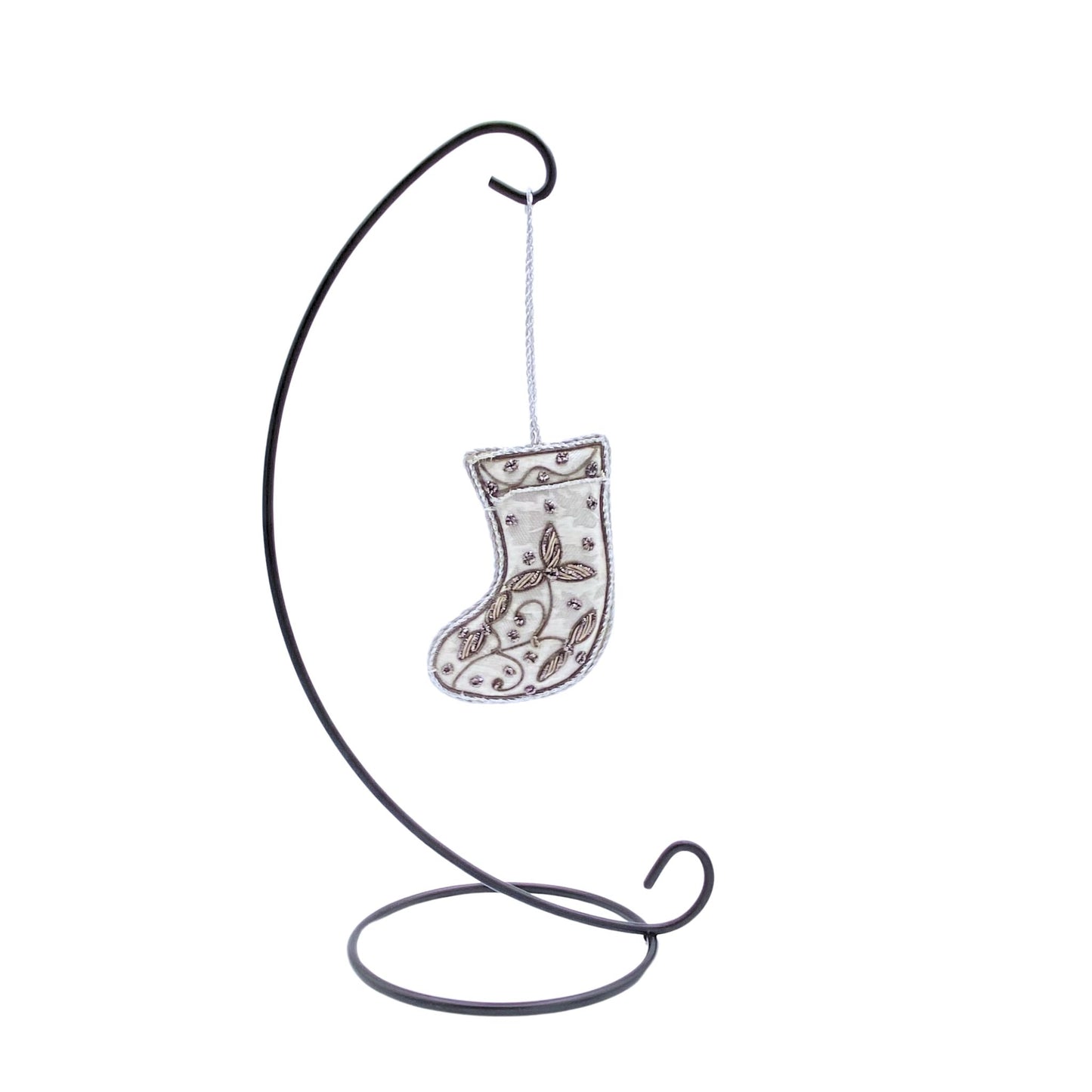 Fabric Stocking Hand Embroidered Christmas Ornament