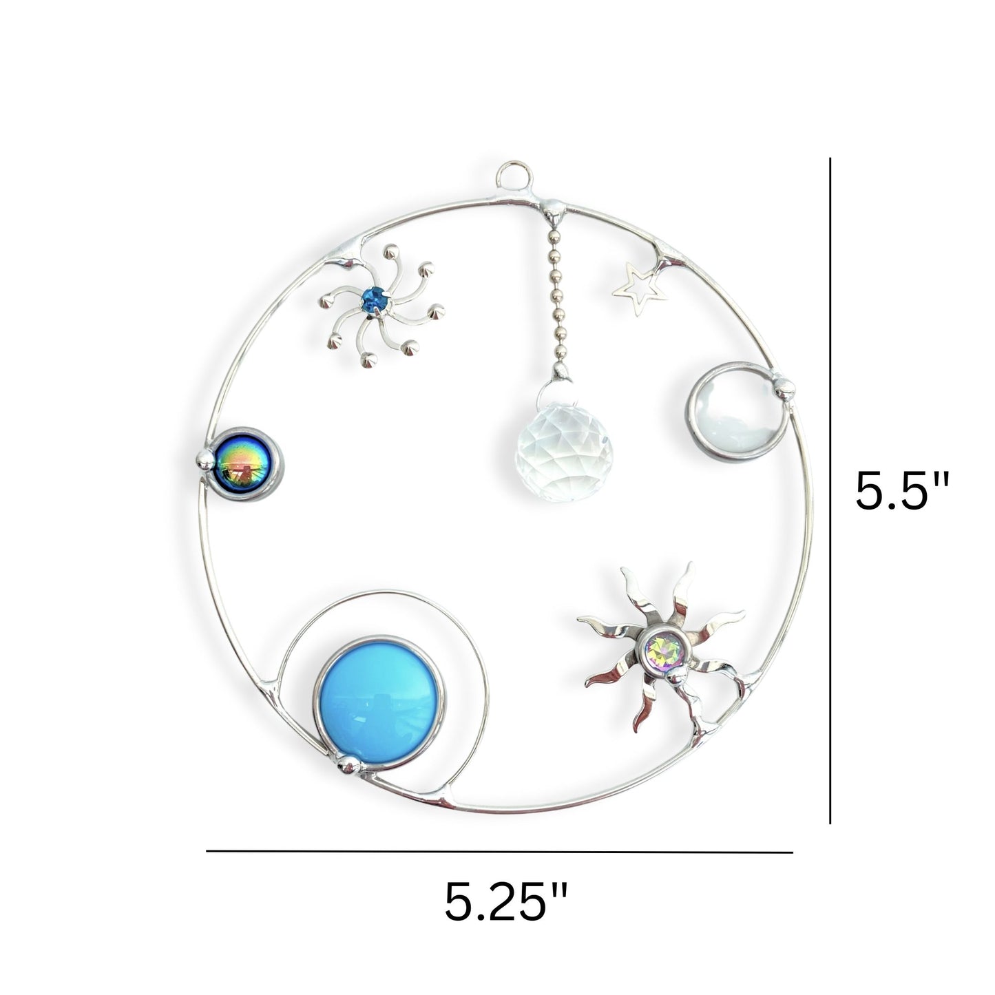 Galaxy Circle Blue Crystal and Clear Glass
