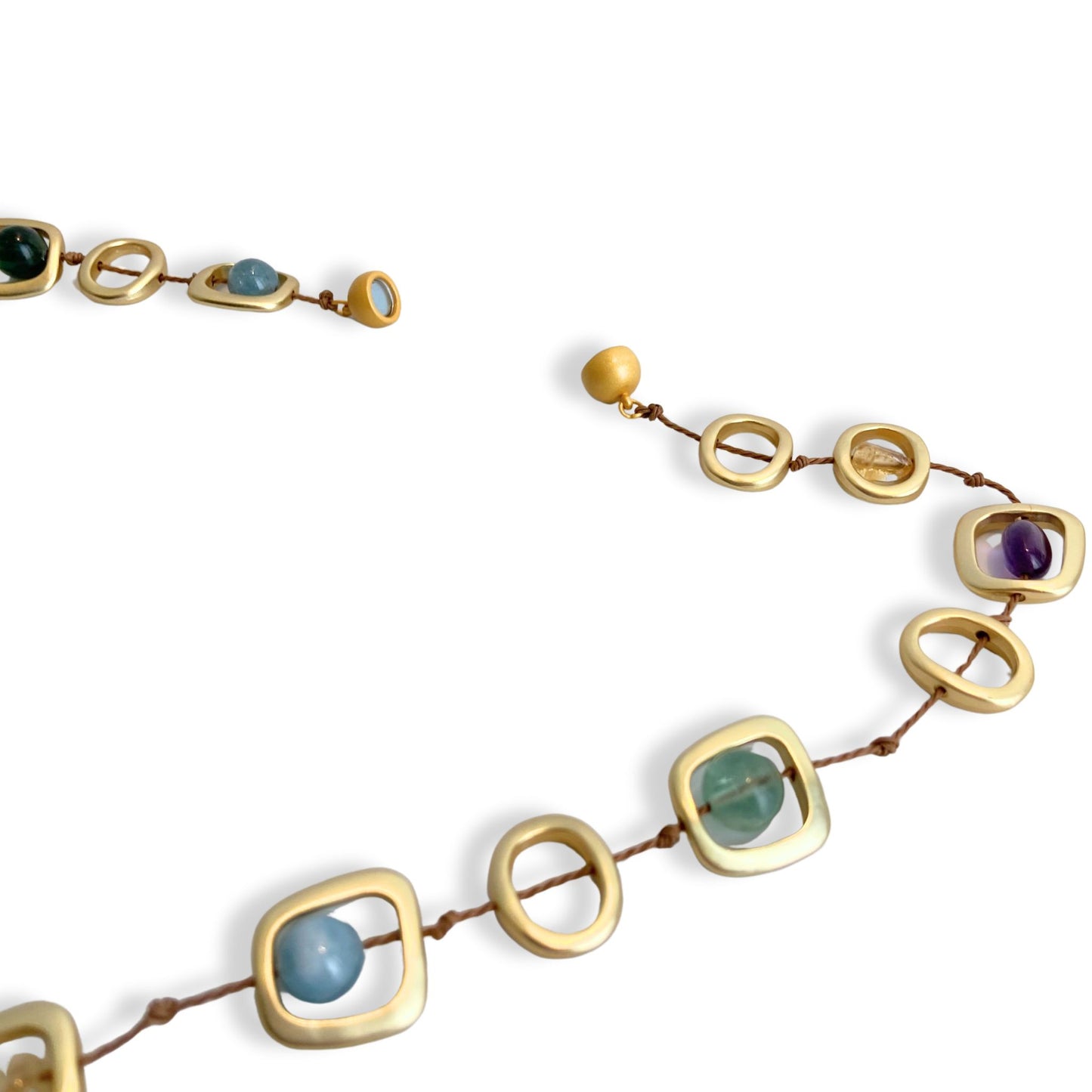 gold geo necklace with magnetic closure