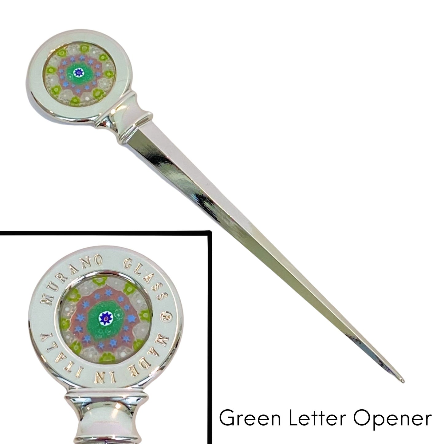 Green Murano Glass Letter Opener