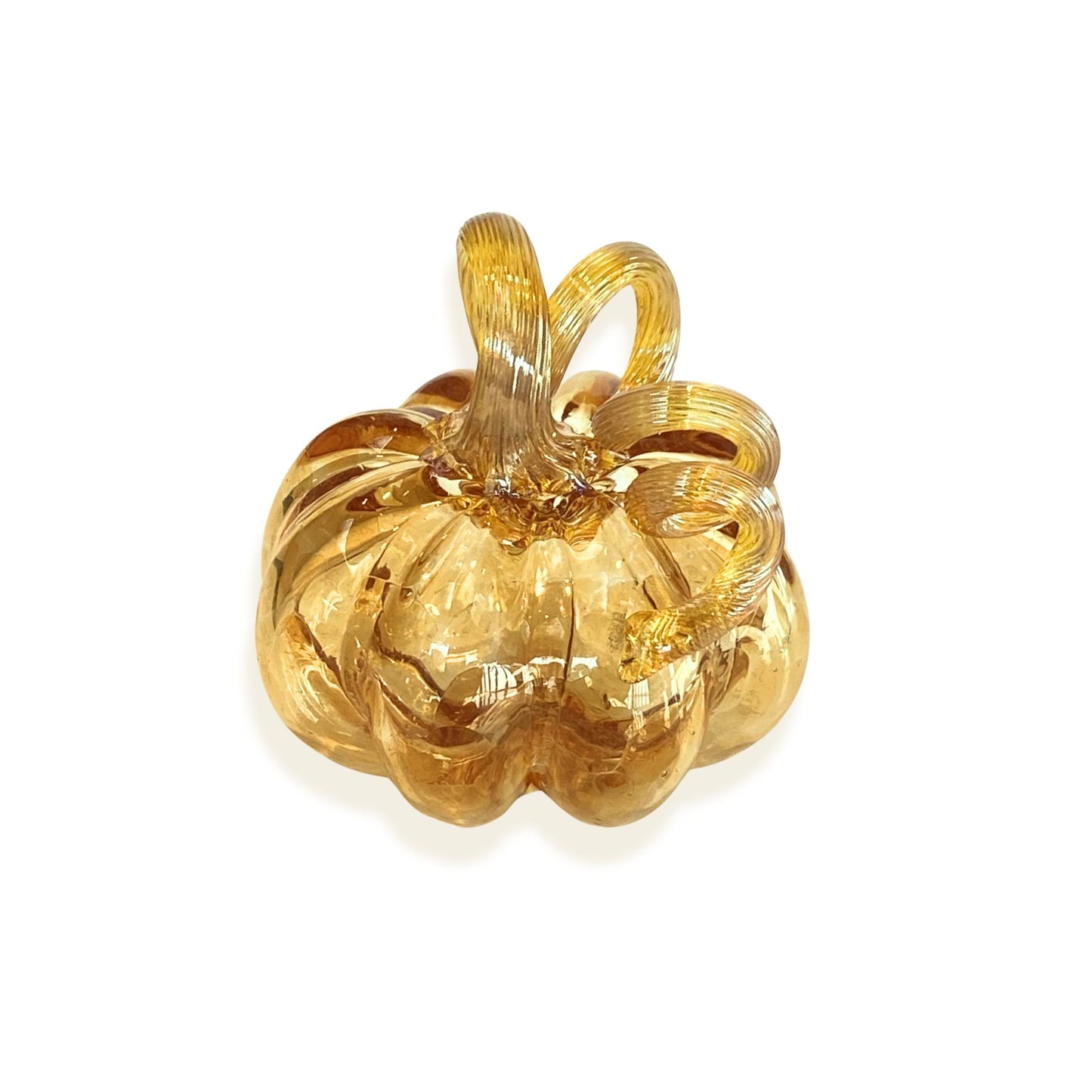 Harvest gold handblown glass pumpkin