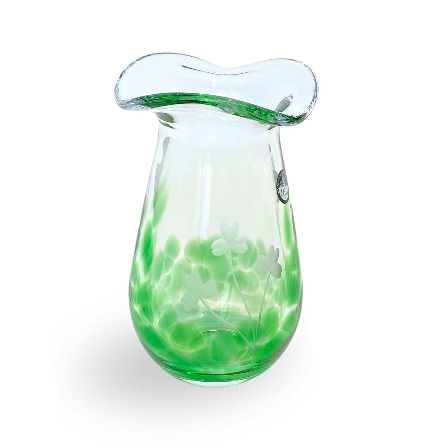 Irish Handmade Green Posy Medium Sized Glass Vase