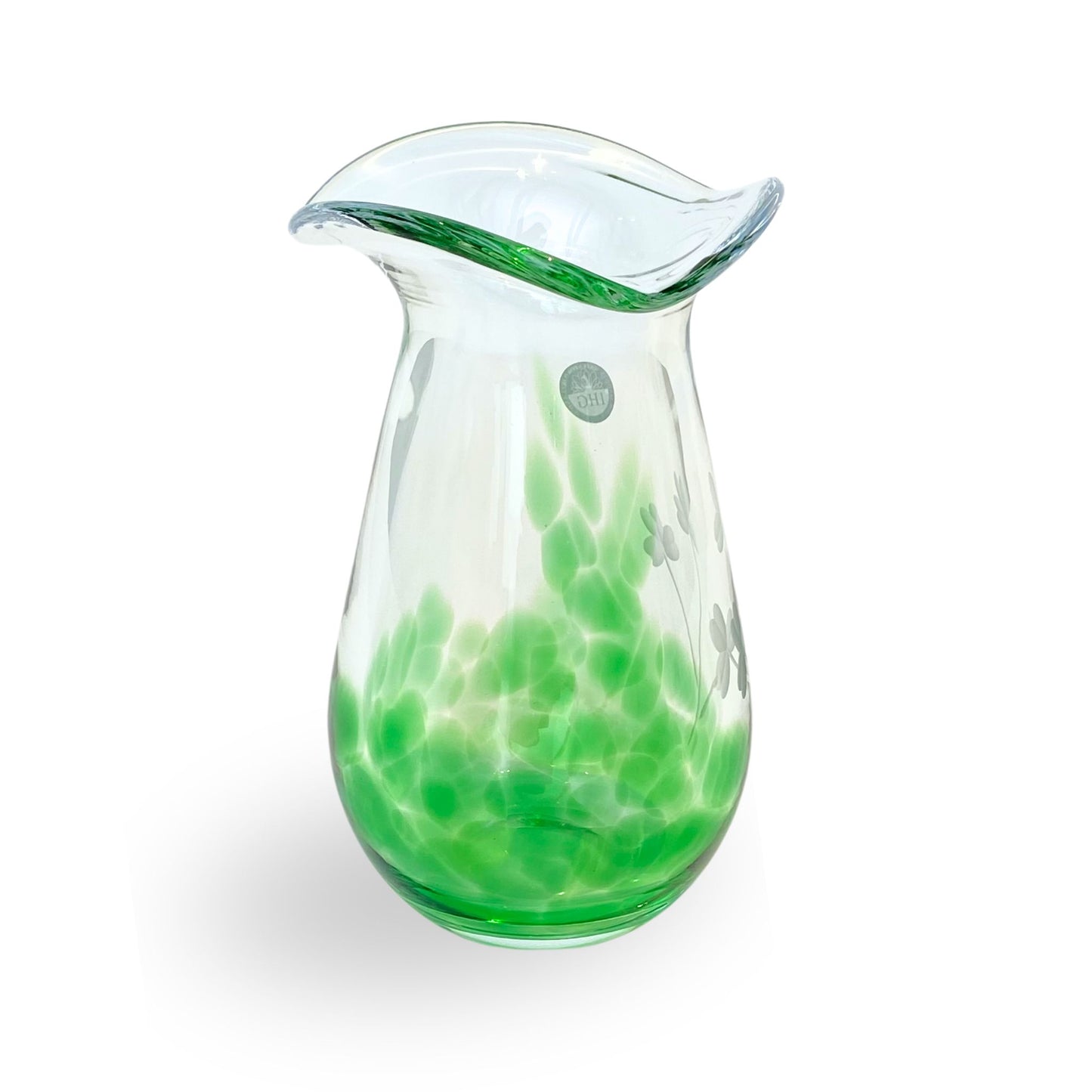 Irish Handmade Shamrock Glass Vase