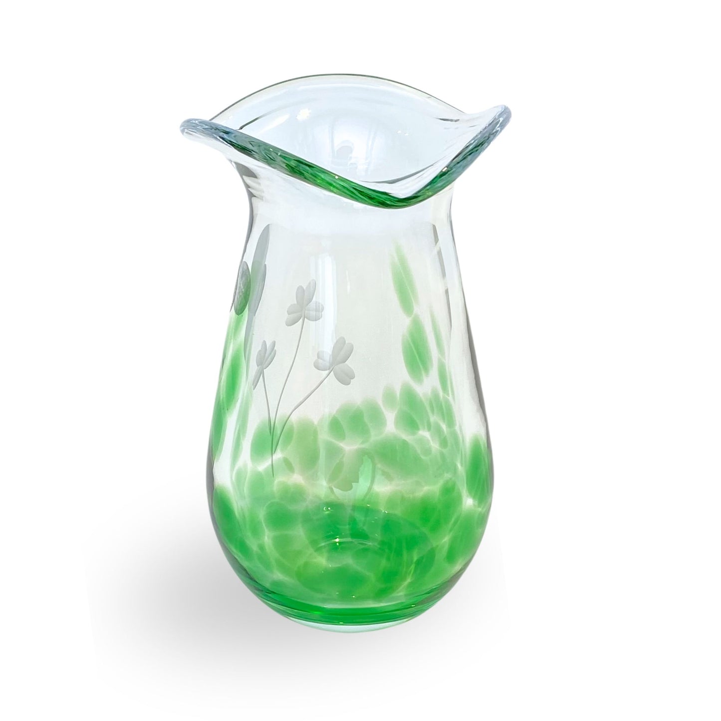 Irish Handmade Shamrock Green Posy Vase