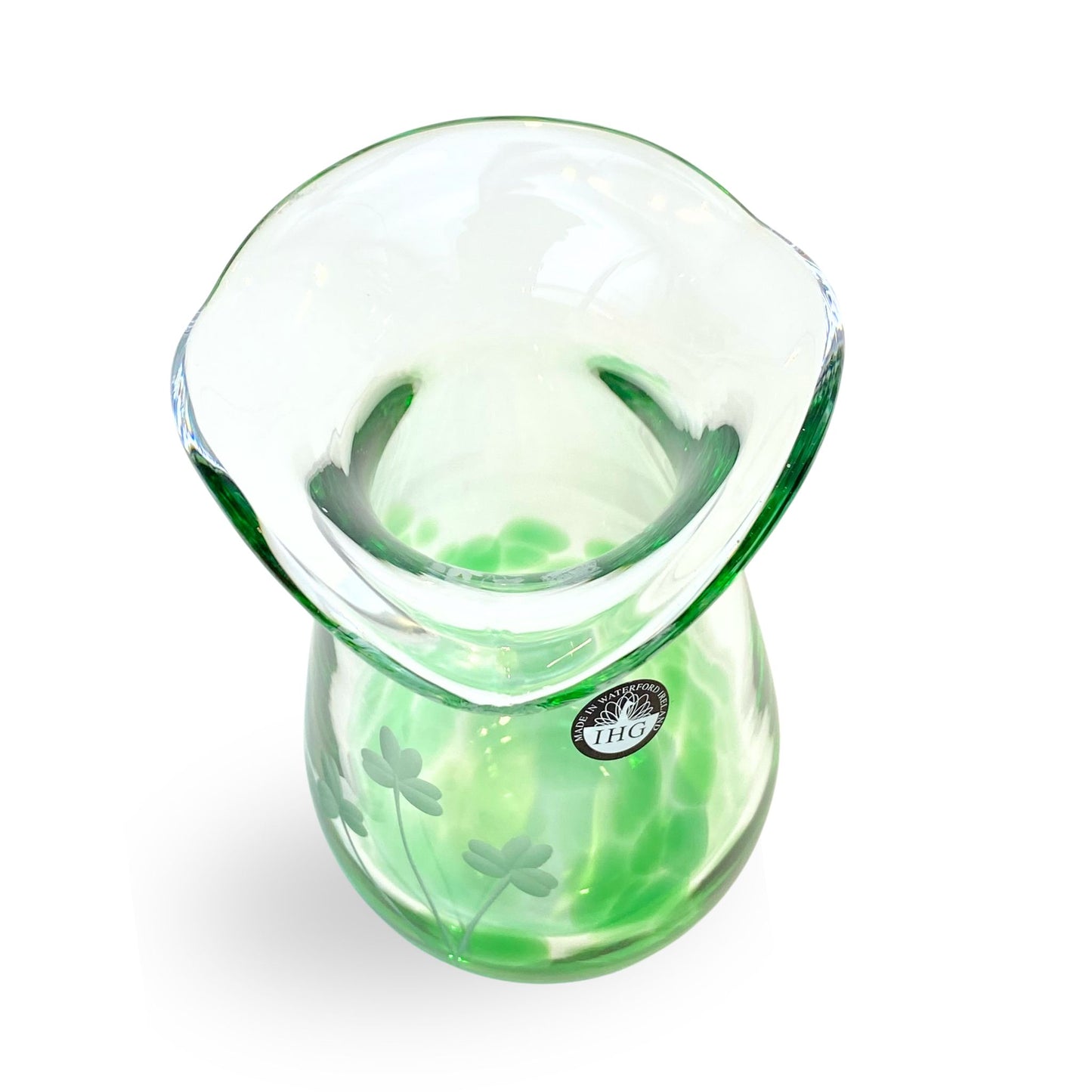 Irish Shamrock Green Glass Flower Vase