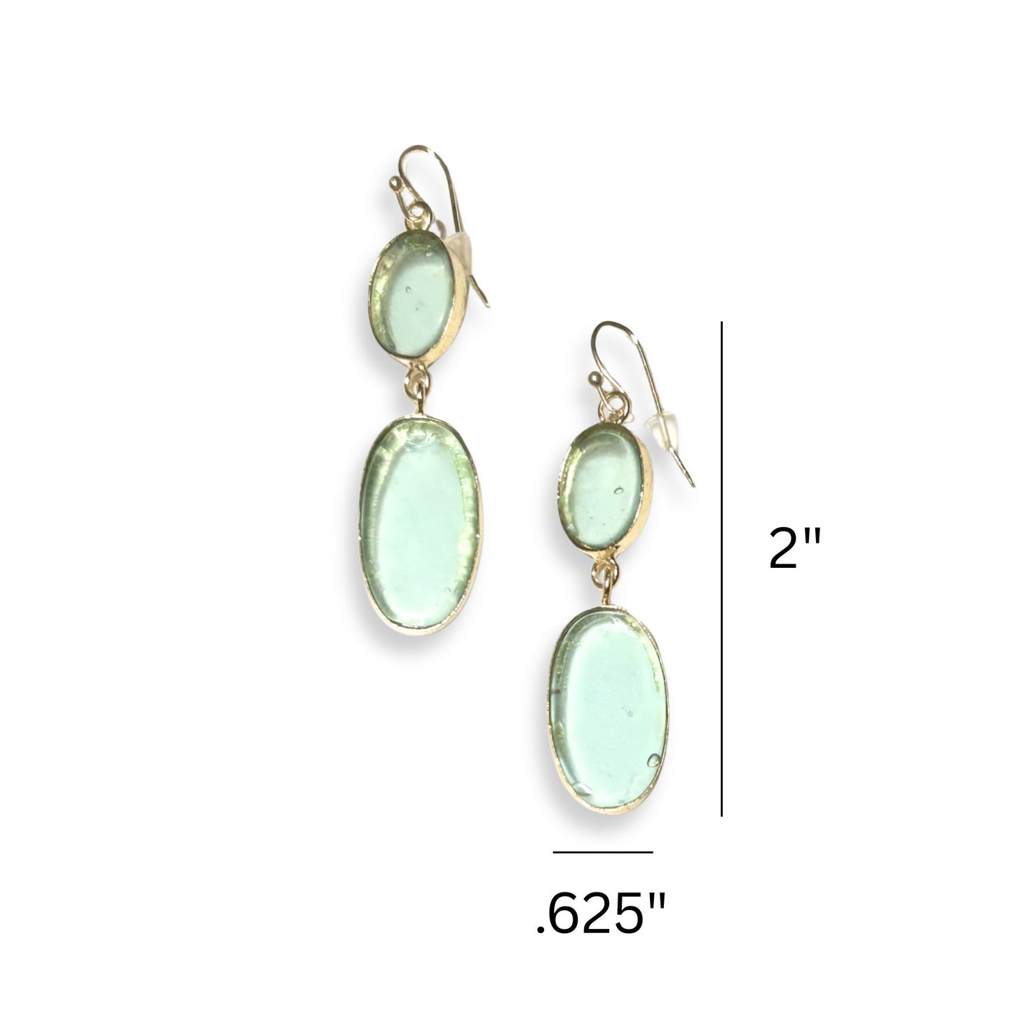 Light Blue and Gold Window Pane Drop Earrings