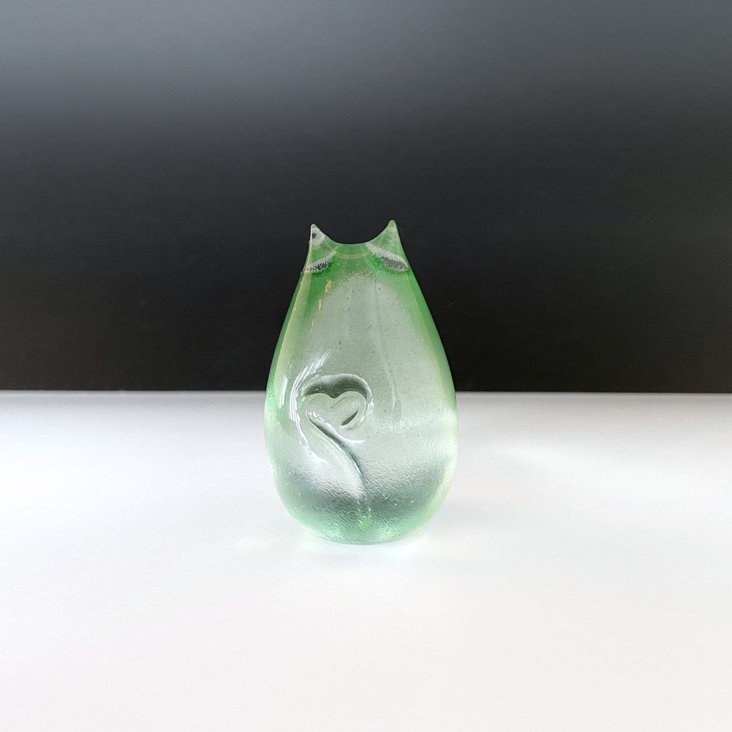 Love Cat Celadon green glass decoration