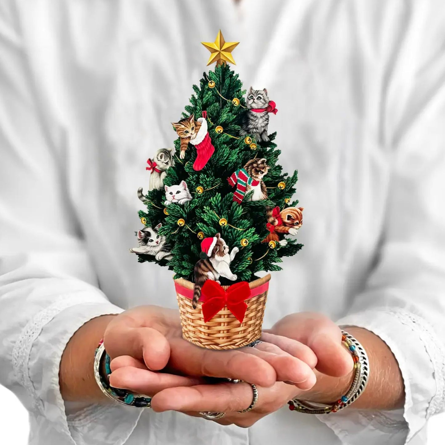 Meowy Christmas Tree - mini card