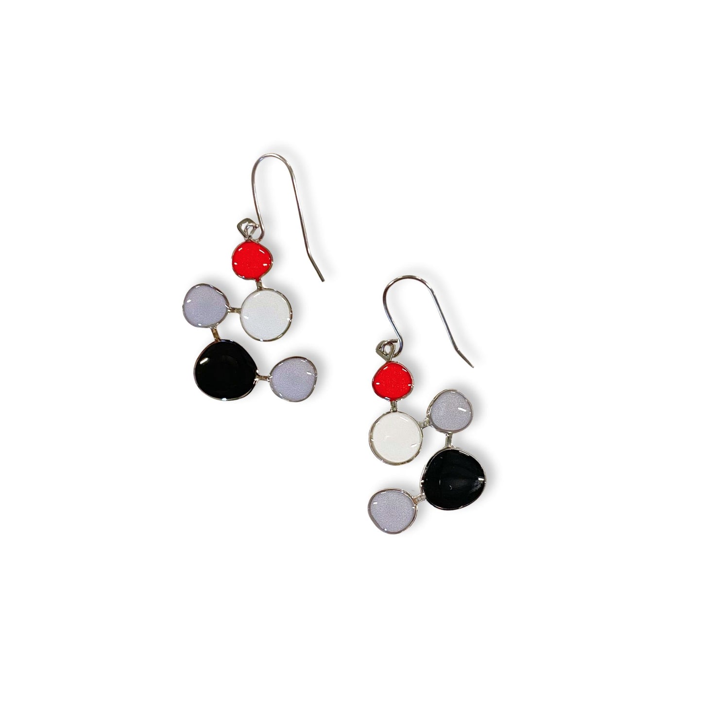 Mid Century Modern Red white and black earring