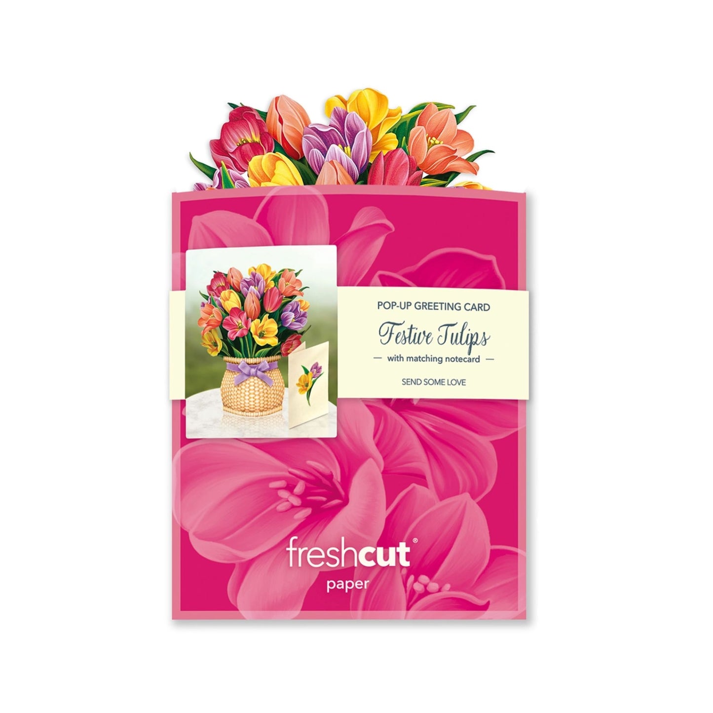 Mini Festive Tulips pop up pink yellow and purple flowers
