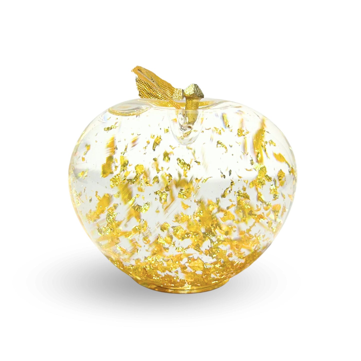 Mini Golden Apple 23 Caret Gold Flakes Paperweight