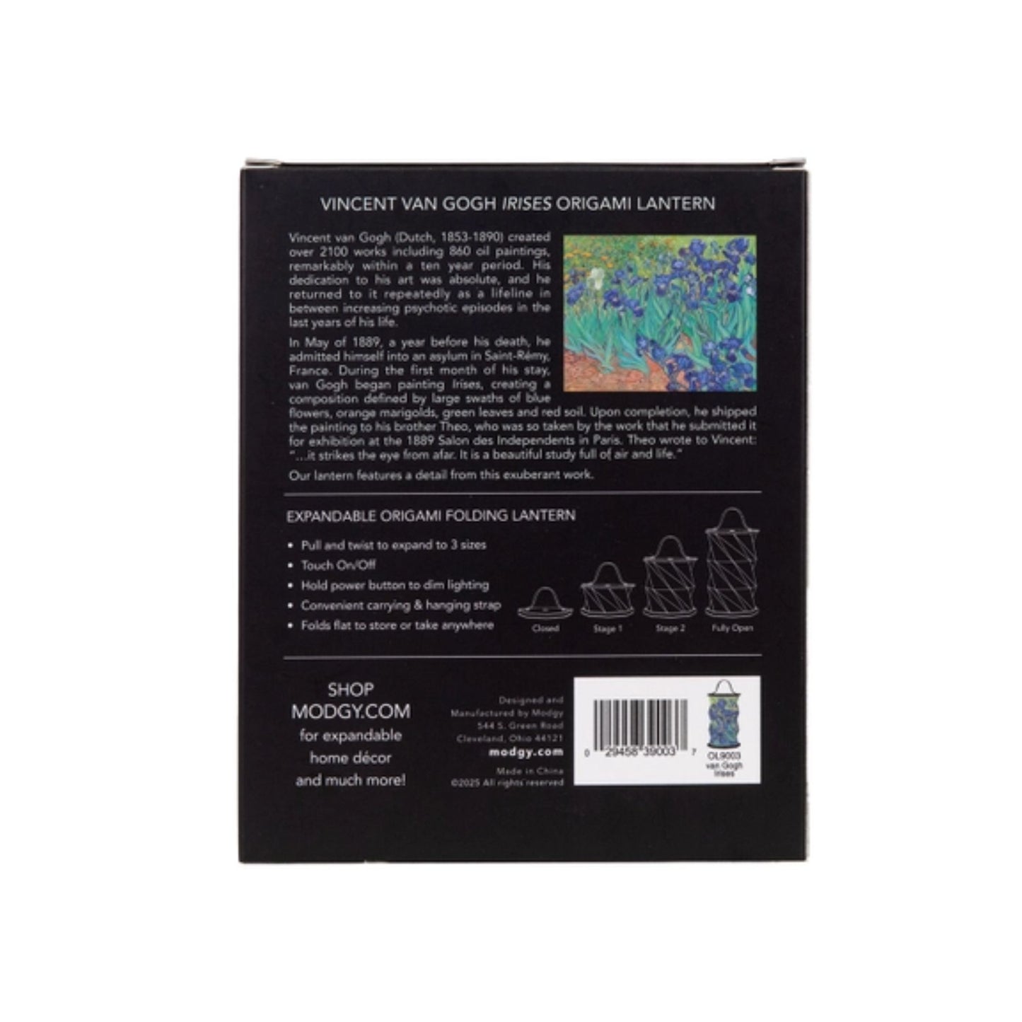 Modgy Vincent Van Gogh Irises Floral Expandable Origami Lantern