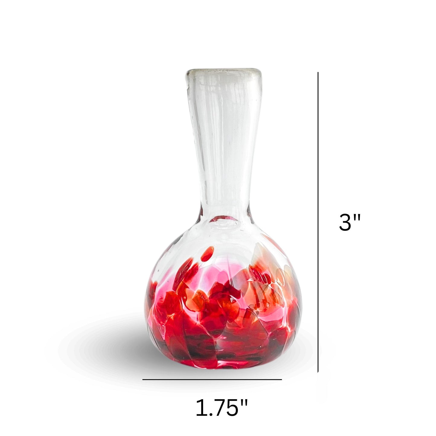 Mom's Cherry Handblown Glass Vase Red and Orange