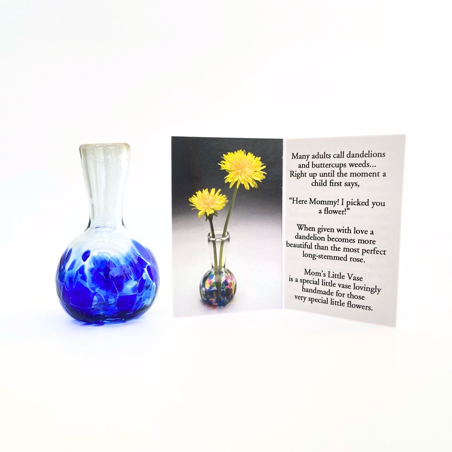 Moms Little Vase True Blue Handblown Glass