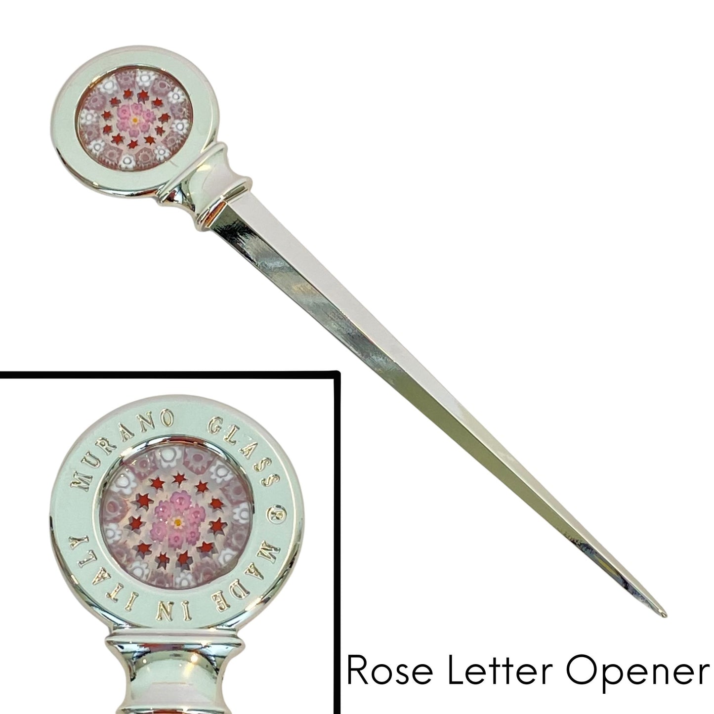 Murano Rose Colored Glass Letter Opener