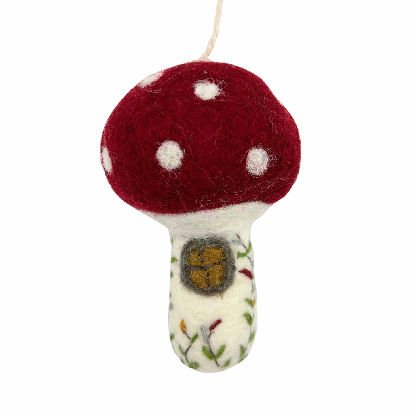 Mushroom Felted House Christmas Ornament