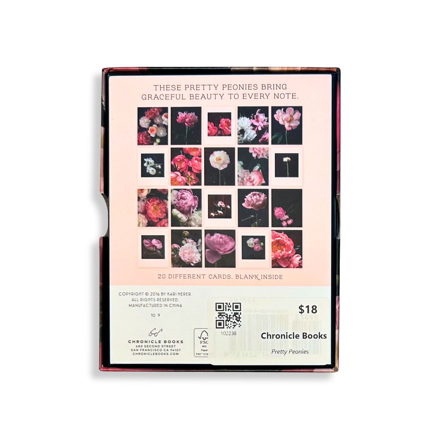 Pretty Peonies Flower Note Cards Set of 20