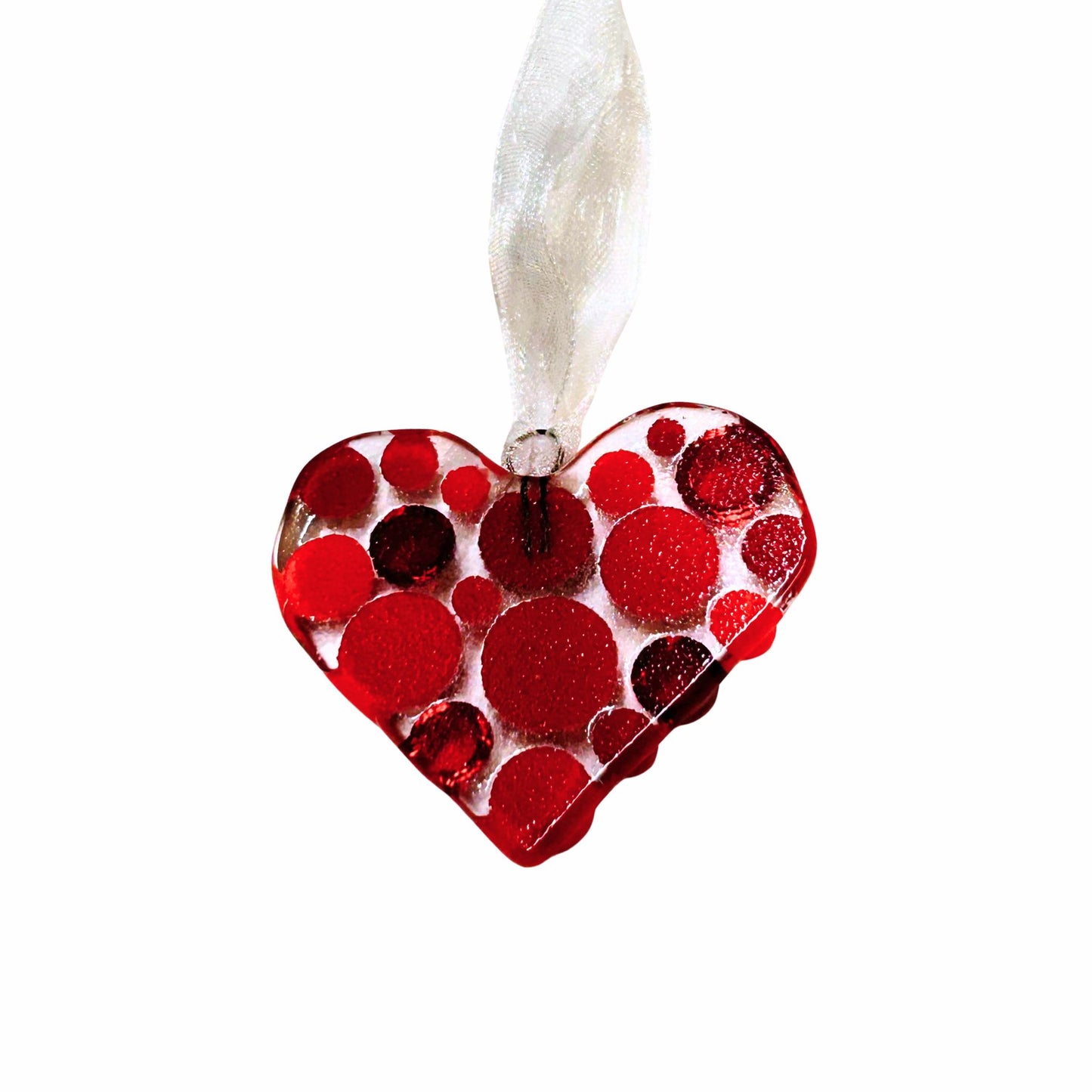 Red Bauble heart ornament with ribbon