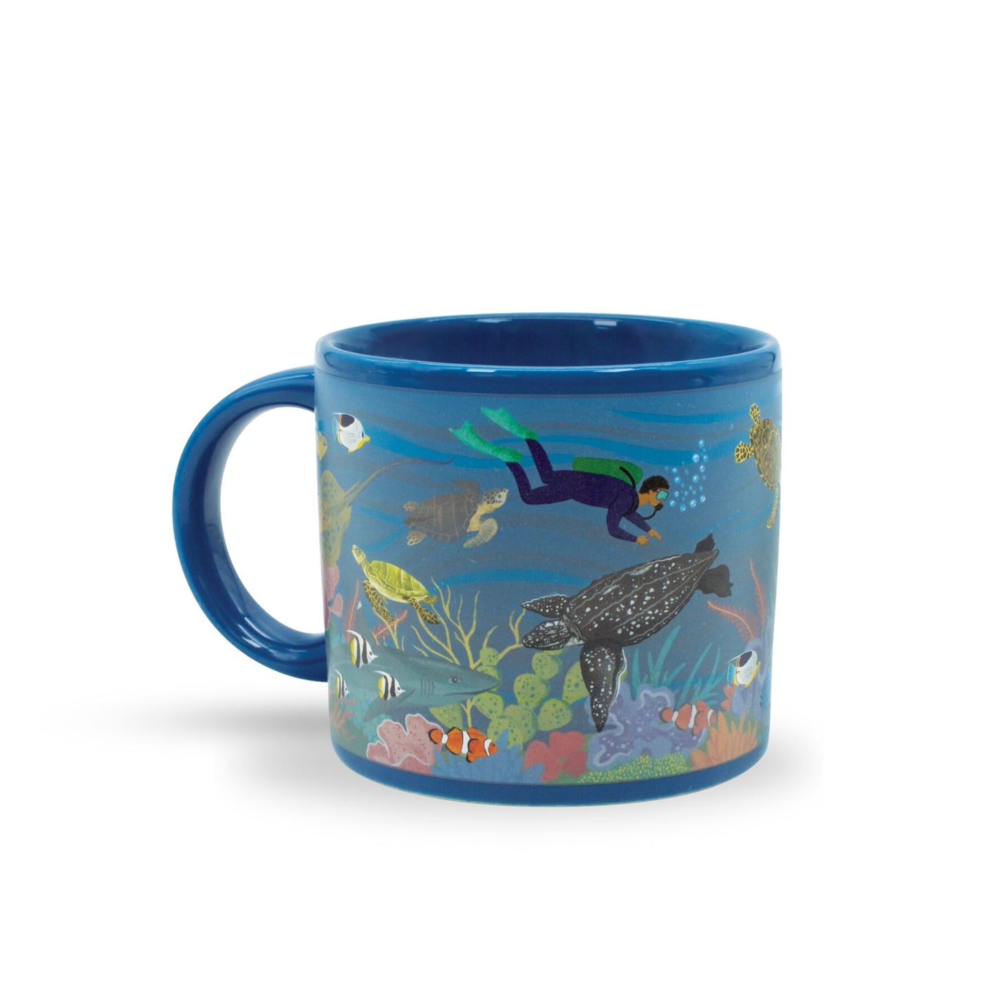 sea turtles at the coral reef color changing mug