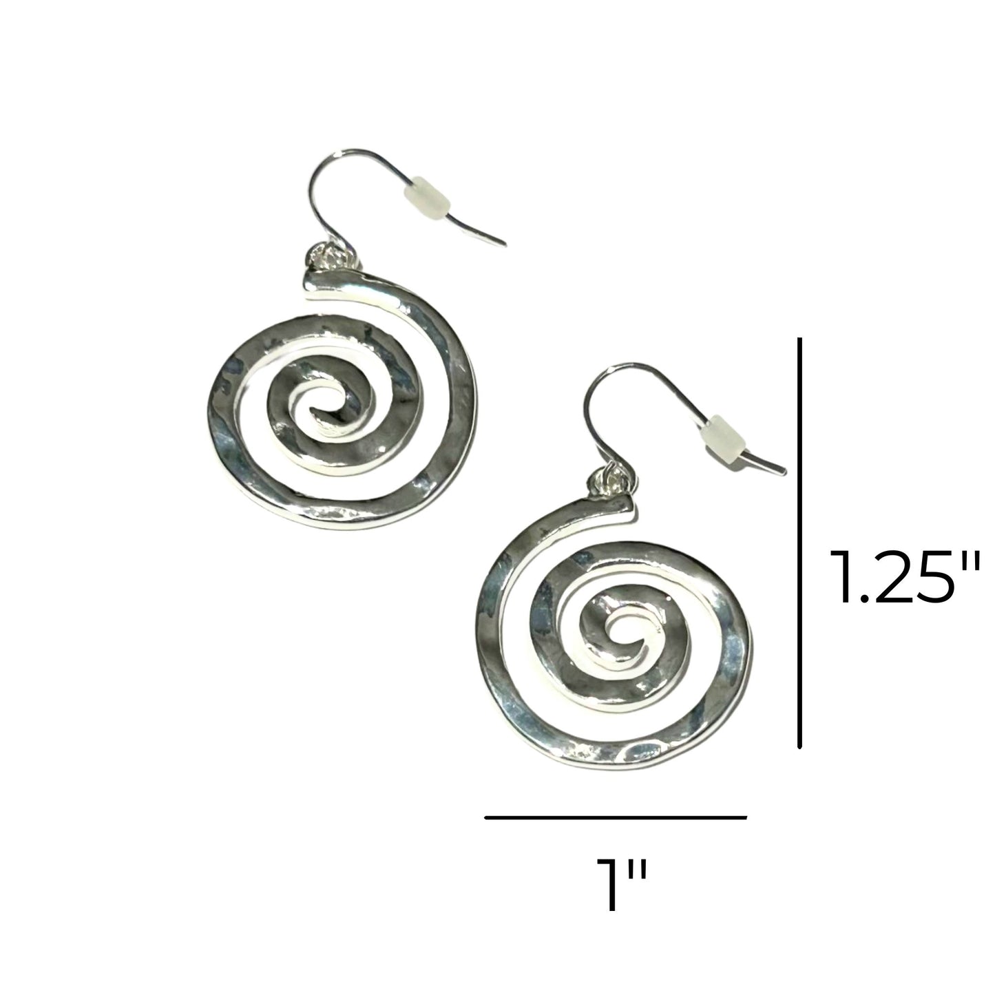 Silver Swirl Hammered Drop Earrings