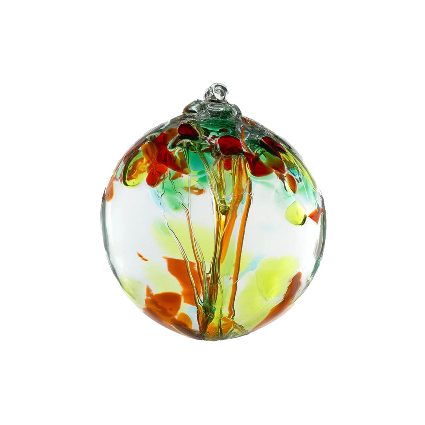 Sisters Colorful Orange Green Rust Blown Glass Ornaments
