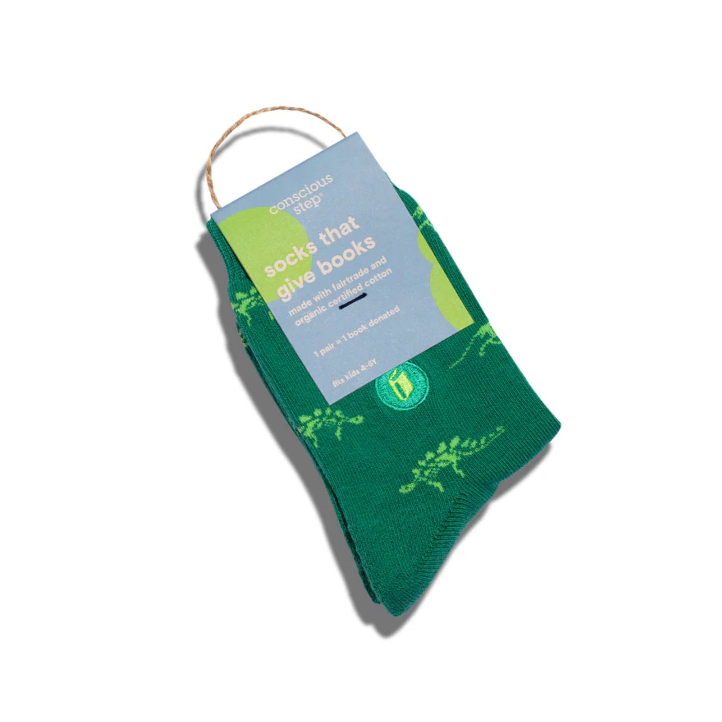 Socks that Give Back Books - Green Dinosaurs - Preschool Size