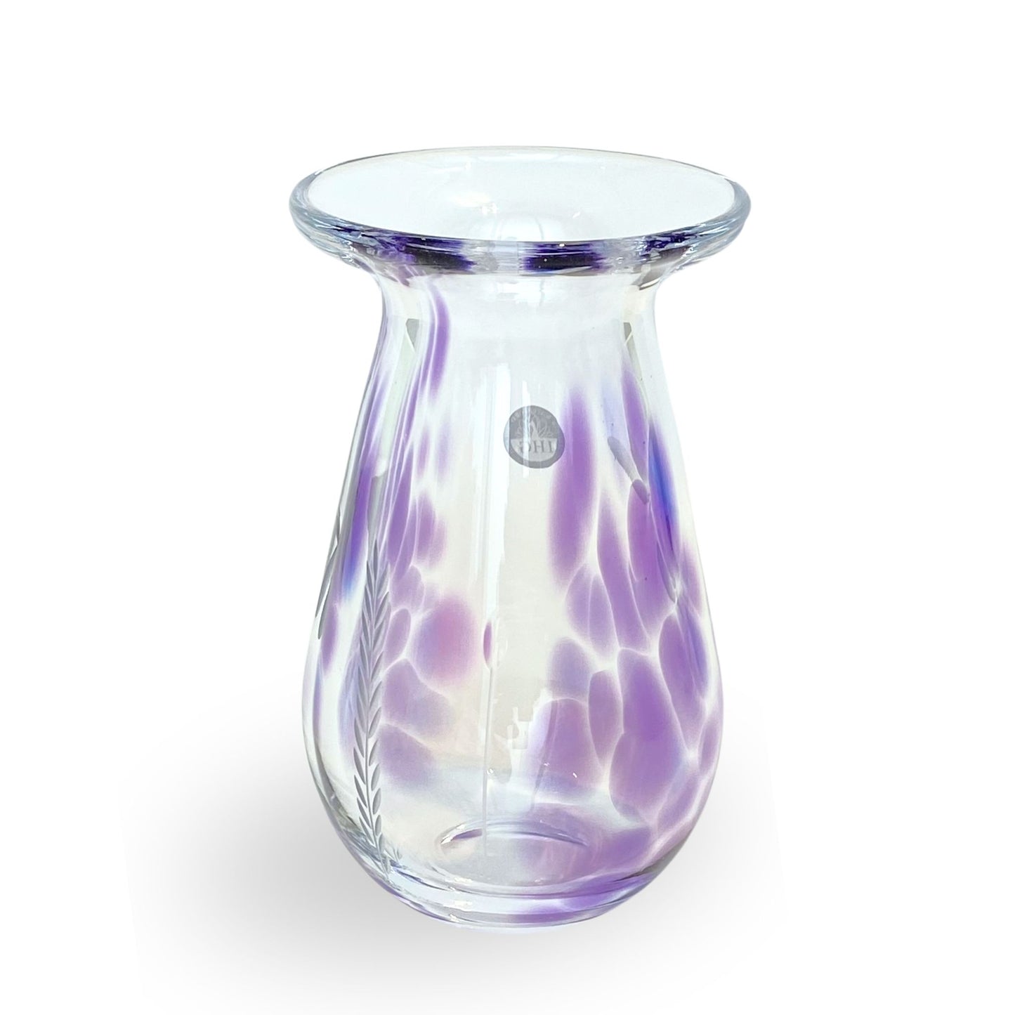 Wild Heather Lavender Glass Vase with Dragonflies