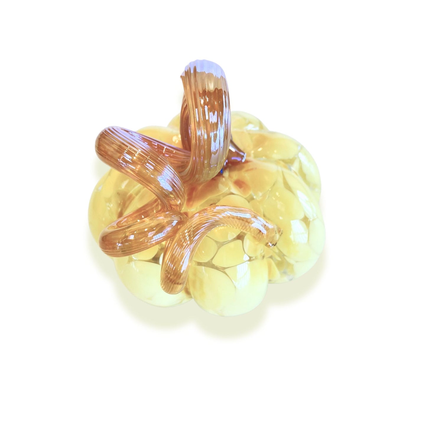 Butter Pecan Yellow Glass Pumpkin Decoration