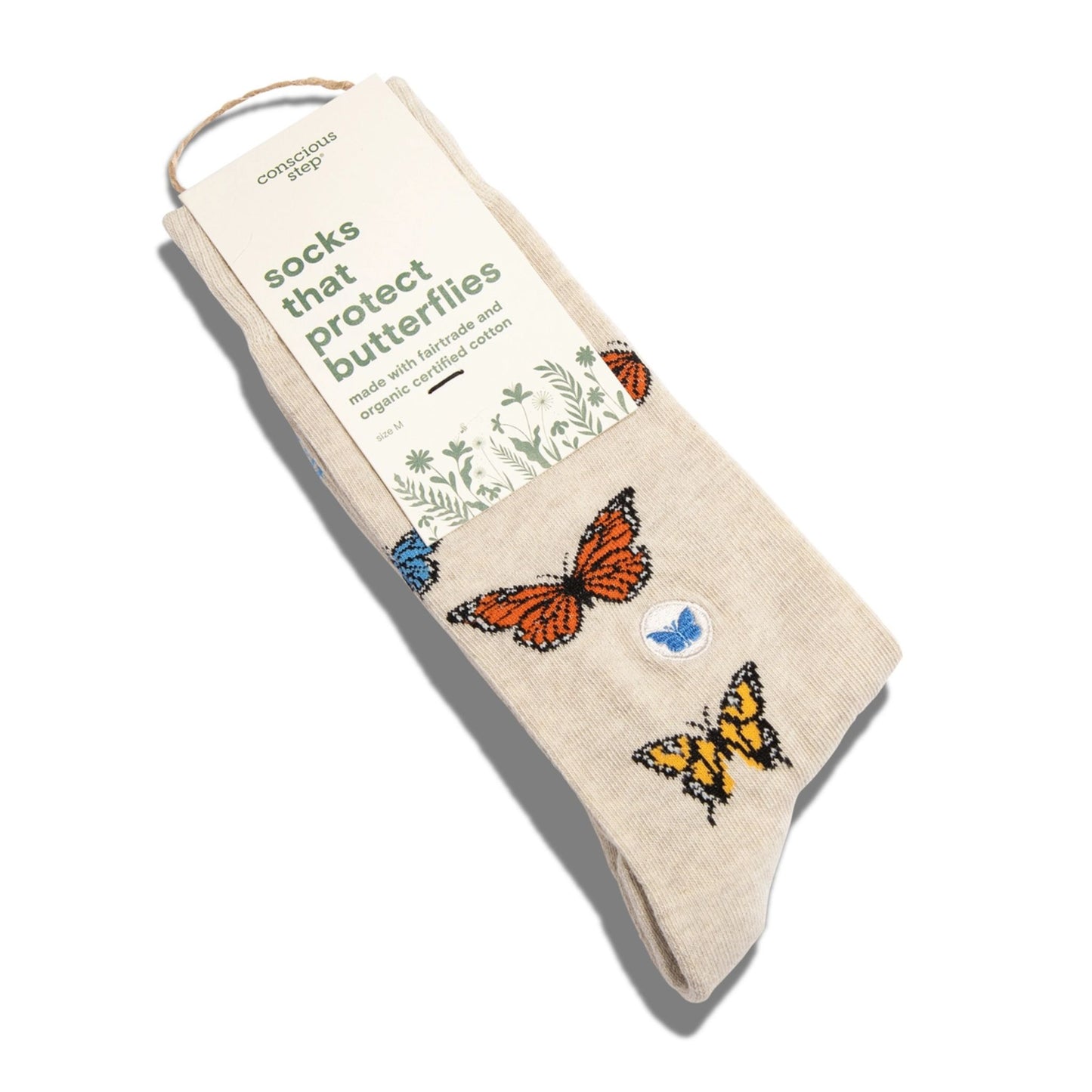 Socks that Protect Orange Butterfly Medium sized