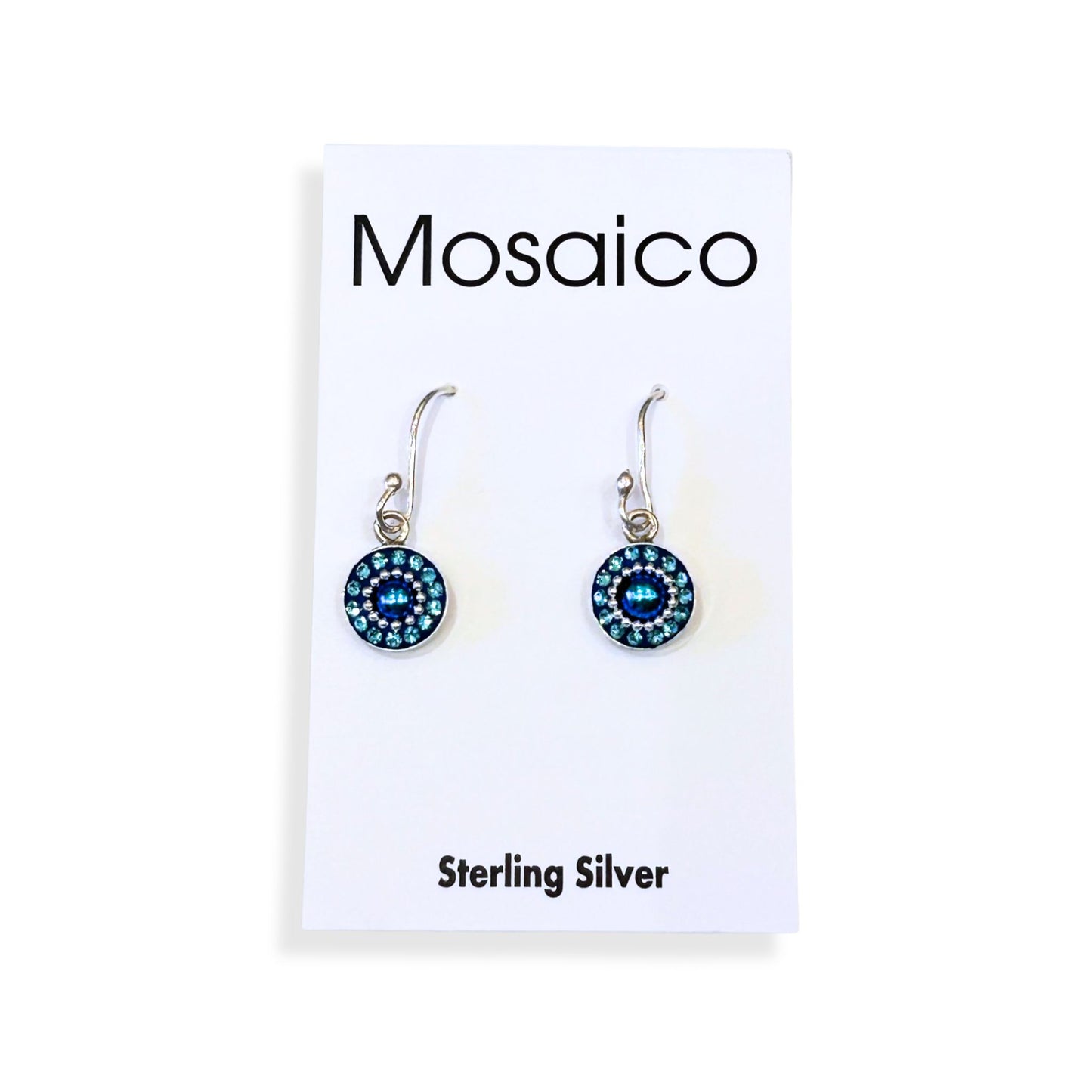 Austrian Crystal and Silver Dot Dangle Earrings - Ocean