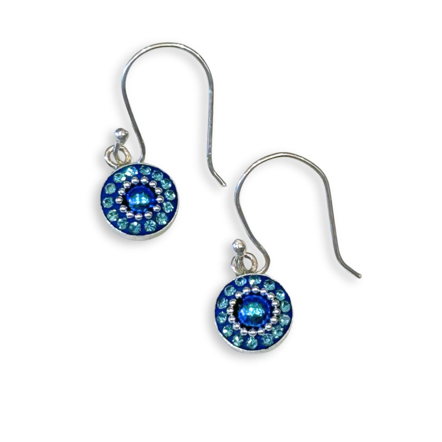 Austrian Crystal and Silver Dot Drop Style Earring Turquoise