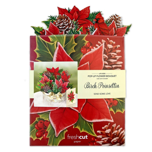 Birch Poinsettia Floral Arrangement pop up card