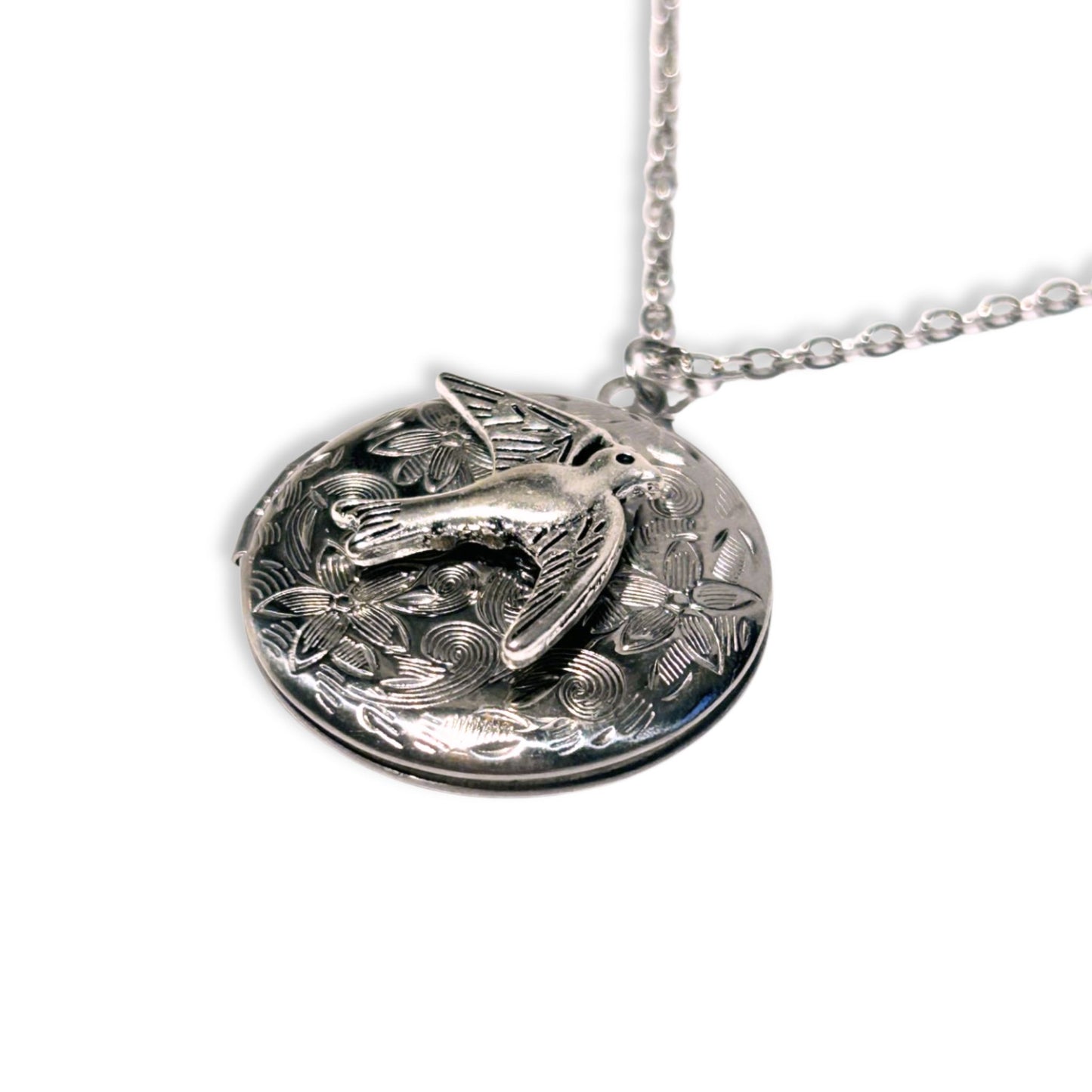 Bird Locket Pendant Silver