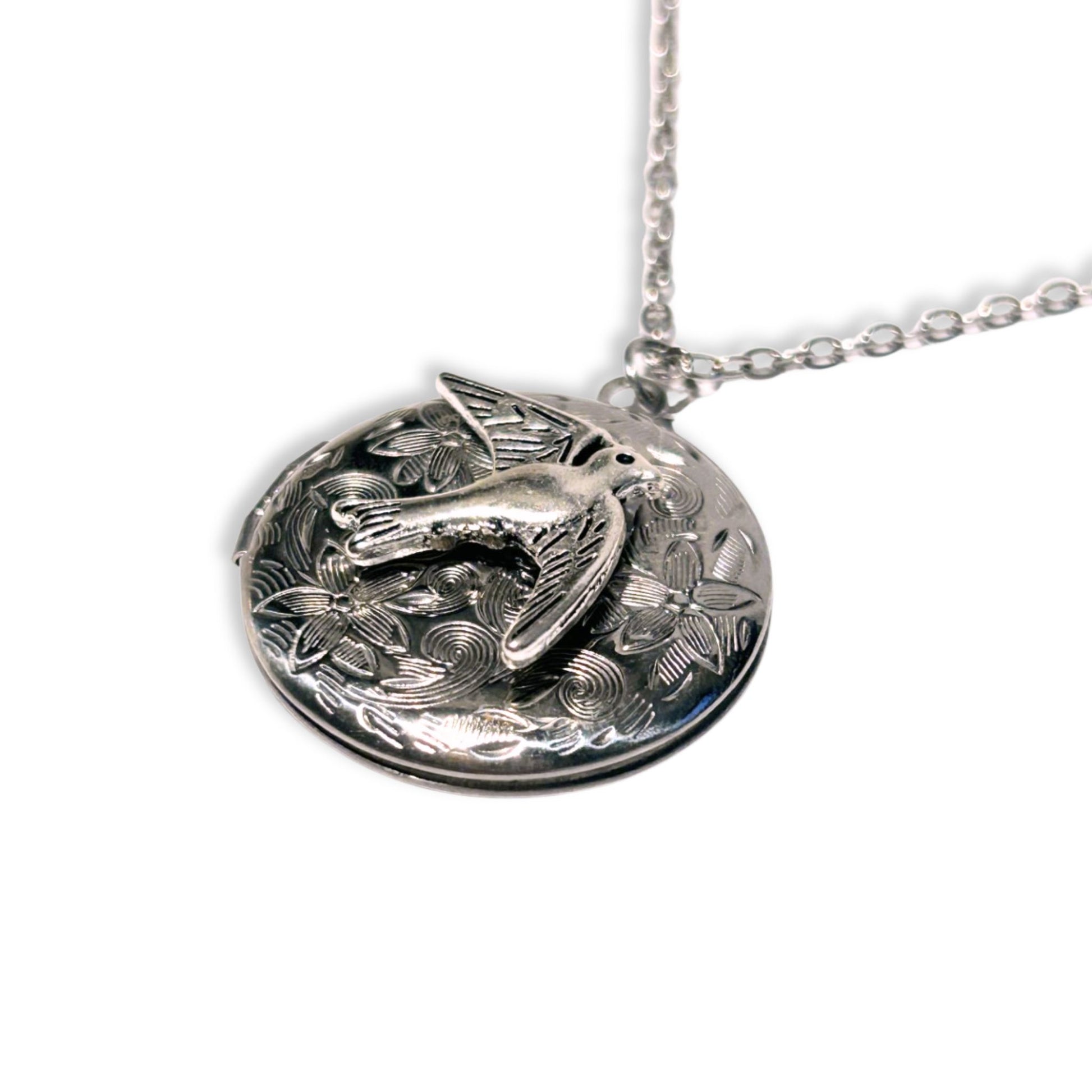 Bird Locket Pendant Silver