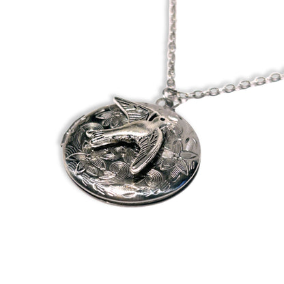 Bird Locket Pendant Silver