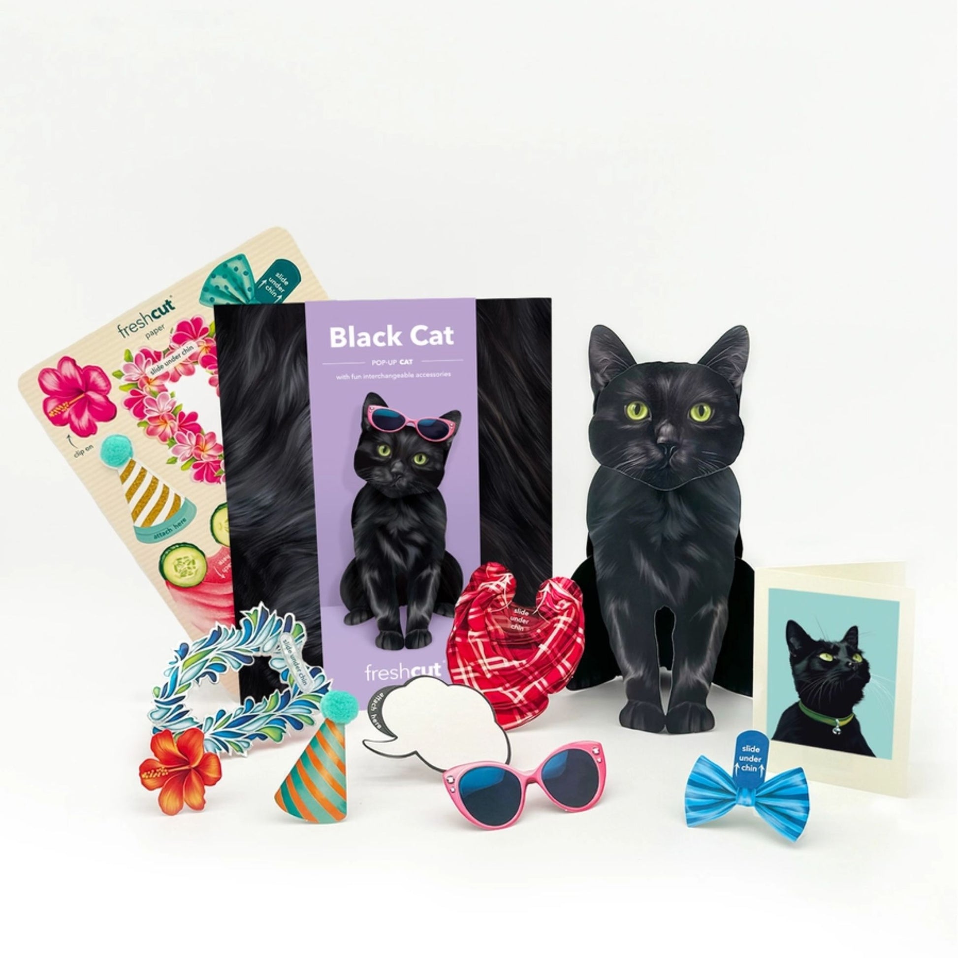 Black Cat Greeting Card Fresh Cut