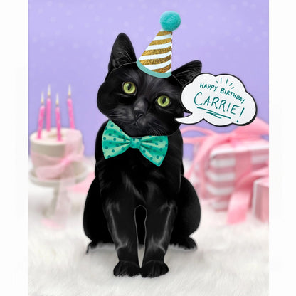 Black Cat Popup Greeting Card with Accessories