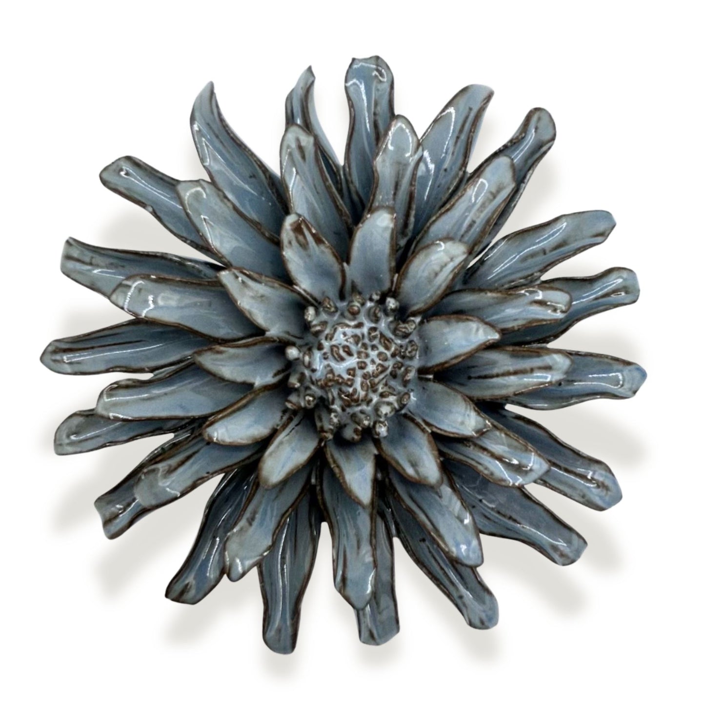 Blue and Grey Gerbera Daisy Ceramic Flower