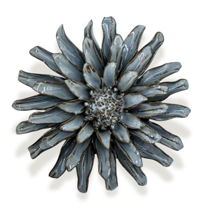 Blue and Grey Gerbera Daisy Ceramic Flower