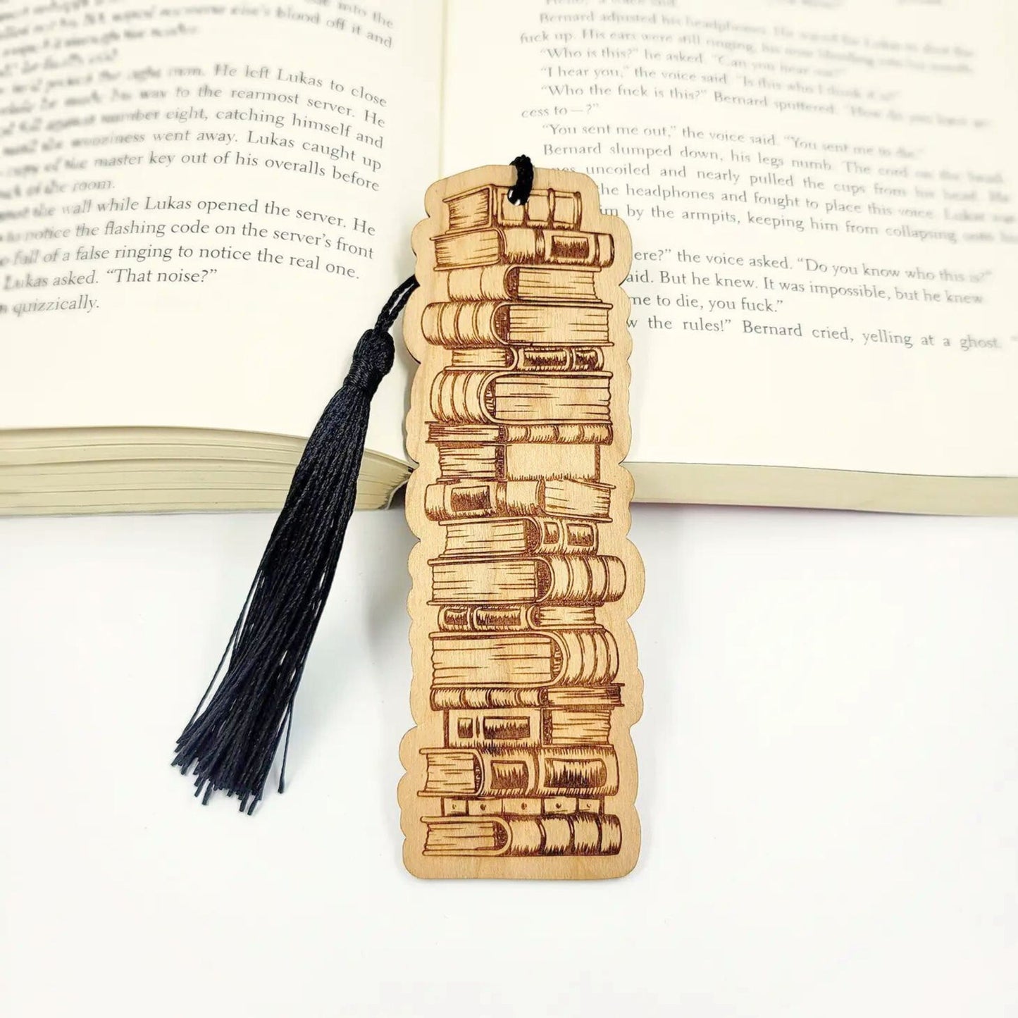 Wooden Book Stack Bookmark