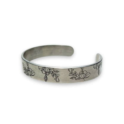 Bouquet Floral Nature Silver Cuff Bracelet The Wildsmith