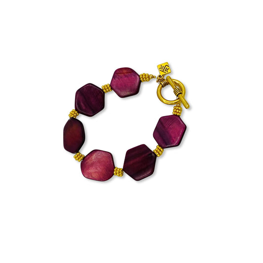 Bracelet Burgundy and Gold Mother of Pearl